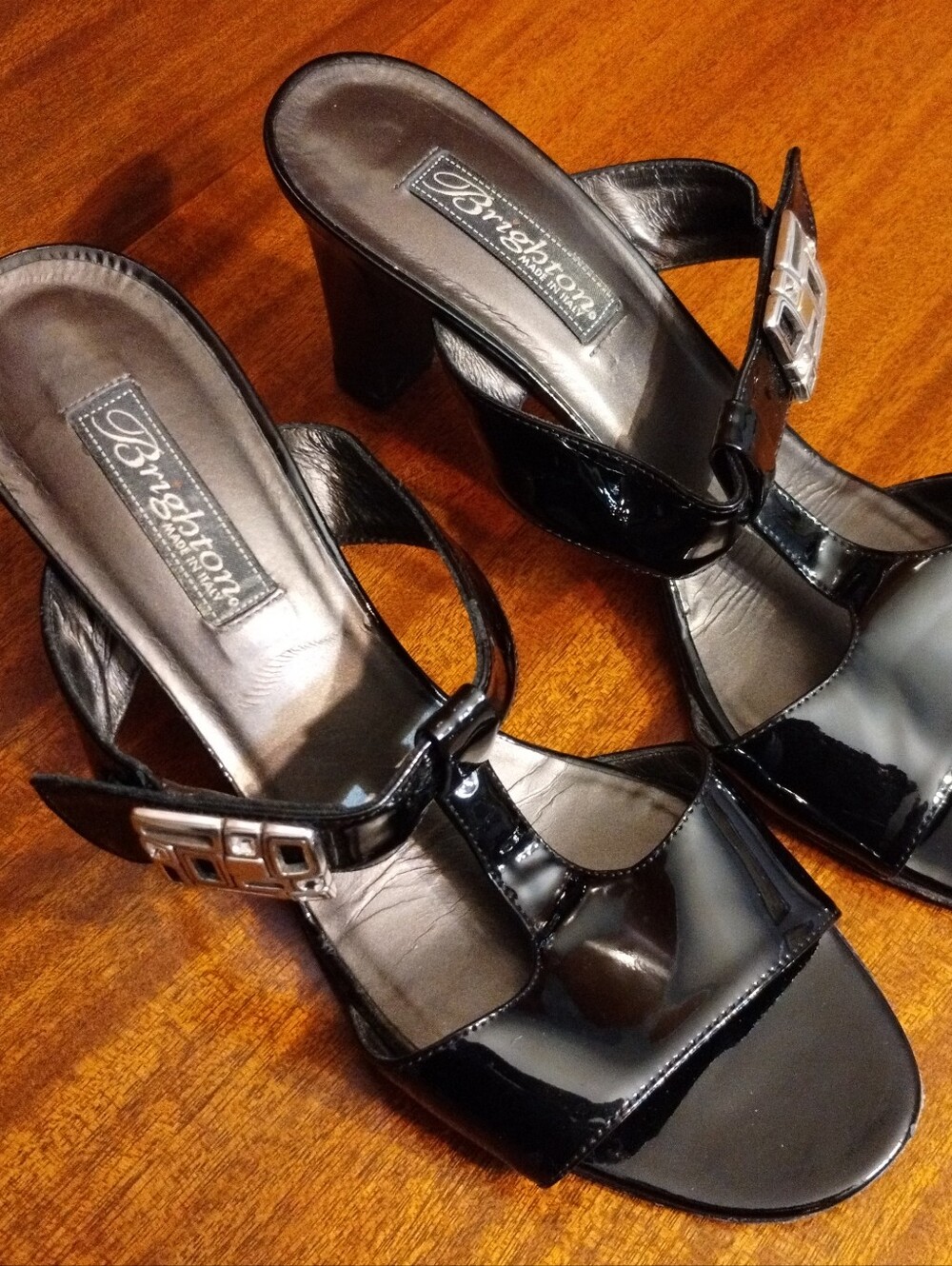 Made in Italy | Brighton Black Patent Leather Heeled Sandals 9.5 M